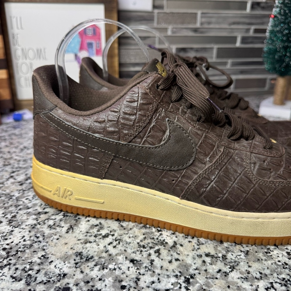 Nike Air Force 1 Low '07 LV8 "Brown Croc" sneaker crocodile-textured men’s SZ 11 - Picture 2 of 11